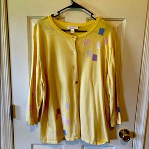 CJ banks popcorn yellow cardigan sweater